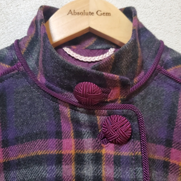 The Limited purple plaid wool blend cape jacket coat Academia Sherlock SZ small - Picture 3 of 14